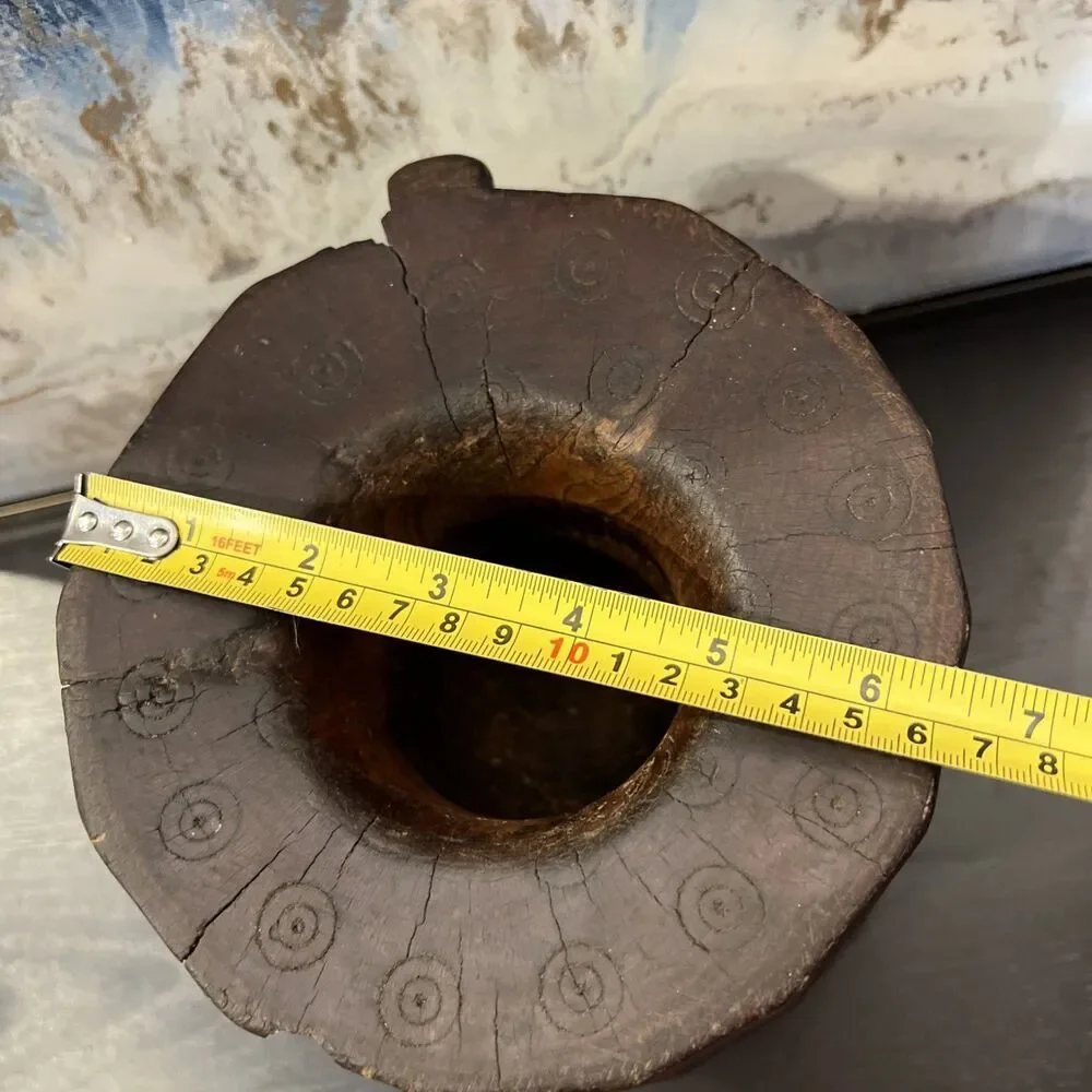 Turkish Anatolian Wooden Mortar Old Hand Carved Vintage Antique Heavy No Pestle